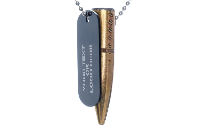 50 Cal BMG Projectile Necklace w/Dog Tag 50 Cal BMG Projectile Necklace w/Dog Tag